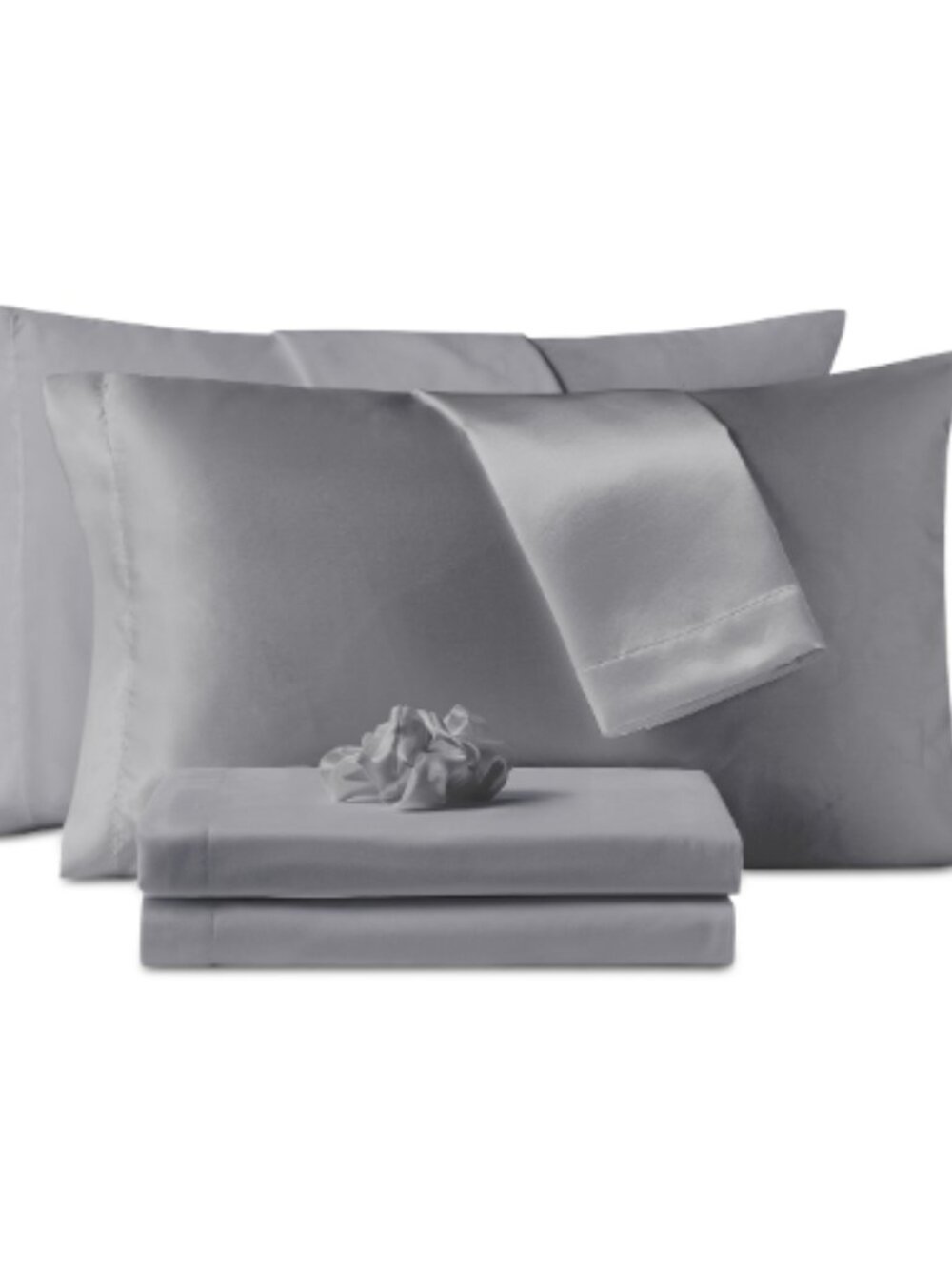 Sanders Microfiber 7-Pc. Sheet Set with Satin Pillowcases and Satin Hair-Tie, Qu